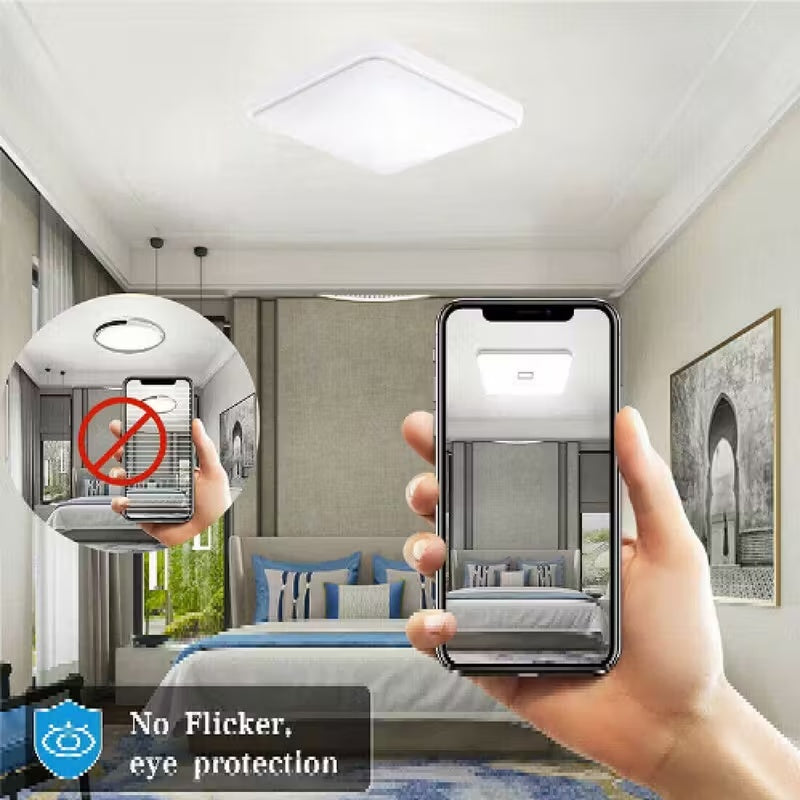 Modern Square LED Ceiling Light Panel - 24W For Bathroom, Kitchen, Bedroom Storage & Home Organization