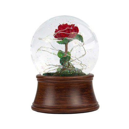 Resin Rose Preserved Flower Snowflake Ball Music Box
