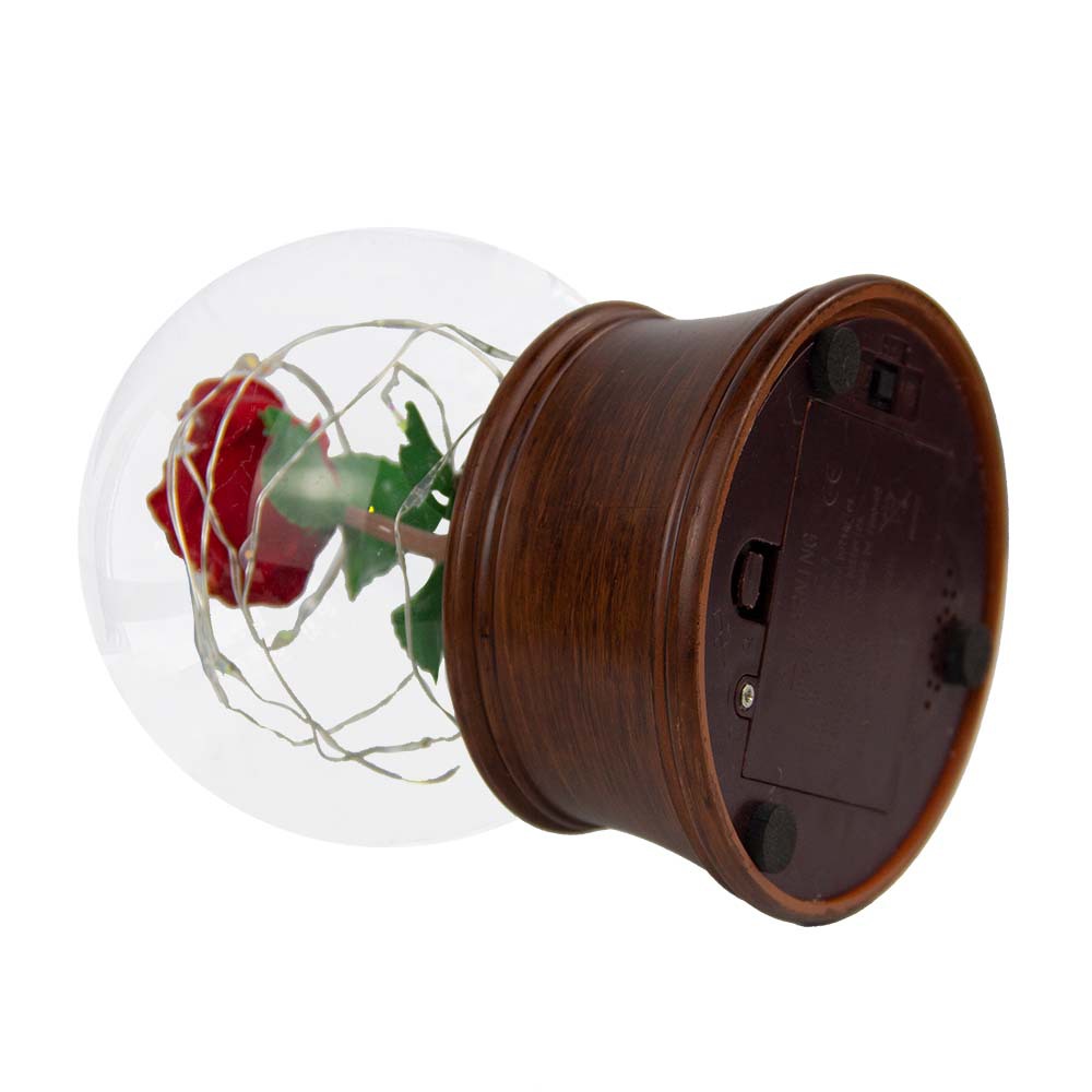 Resin Rose Preserved Flower Snowflake Ball Music Box