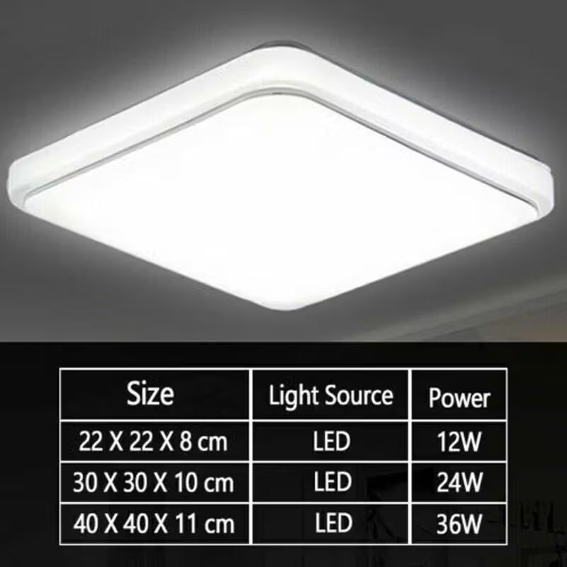 Modern Square LED Ceiling Light Panel - 24W For Bathroom, Kitchen, Bedroom Storage & Home Organization